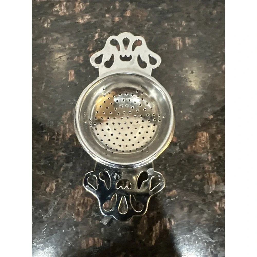 Vintage Ornate Double Handle Over-The-Cup Loose Leaf Tea Strainer Made In Japan